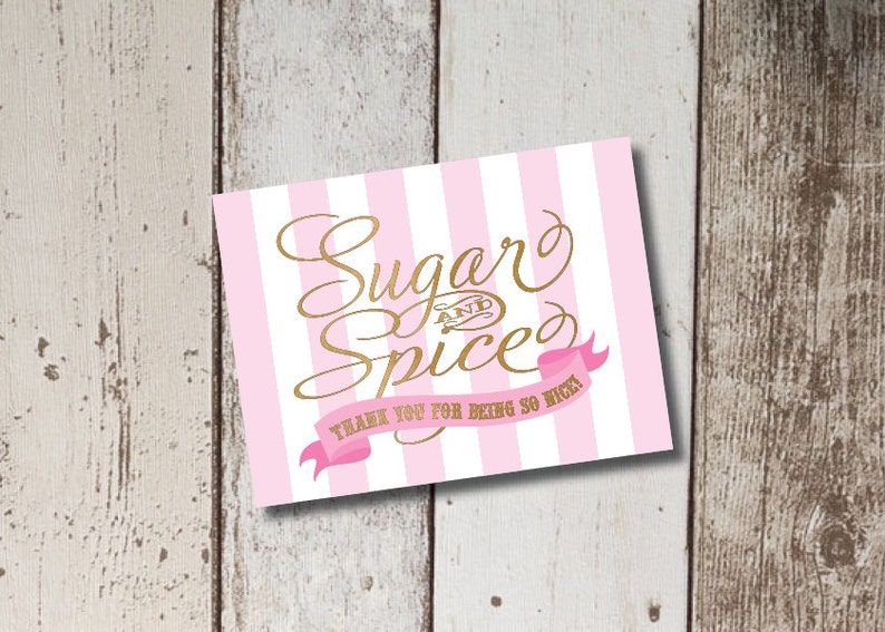 Digital Printable Sugar and Spice Baby Shower Thank You Cards image 1