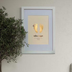 Personalized Handprint, Footprint Foil Art | Custom Keepsake for Babies & Kids | Nursery or Room Decor | New Baby Gift | Baby Shower Present