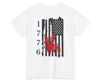 Patriotic Western Tee, Cowboy Shirt, USA Rodeo Top, Unisex Patriotic T-Shirt, American Theme Tee, Country Pride Shirt