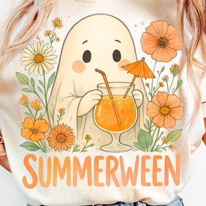 Ghost Summer Halloween png Funny summer Halloween Png Vintage Summer png Halloween cocktail summer png summer Shirt png Retro