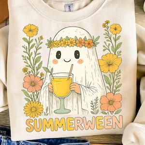 Ghost Summer Halloween png Funny summer Halloween Png Vintage Summer png Halloween cocktail summer png summer Shirt png Retro