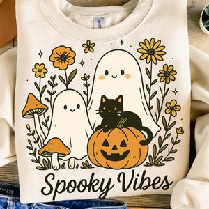 Spooky vibes floral ghost Png Fall Png Fall pumpkin Sublimation Shirt png Pumpkin png Halloween png spooky mama png Halloween shirt png
