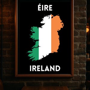 Ireland Map Poster – Digital Print of Ireland&#39;s Iconic Landmarks, Vintage Travel Art for Home & Office Decor