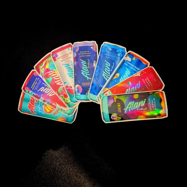 Flavored Energy Drink, Glossy and Holographic Vinyl Decal Stickers