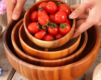 Ciotola in legno di acacia: ciotola per insalata e zuppa in stile giapponese, regalo per il Ramadan