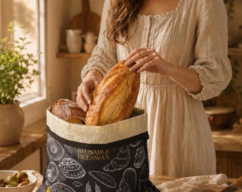 Beeswax Bread Bag, Sourdough Bread Bag, Linen Bread Bag, Sourdough Bread Bag, Reusable Bread Storage, Eco Friendly Kitchen, Gift for Baker