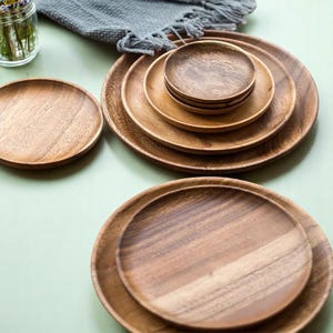 Solid Wood Round Serving Tray: Rustic Kitchen Decor