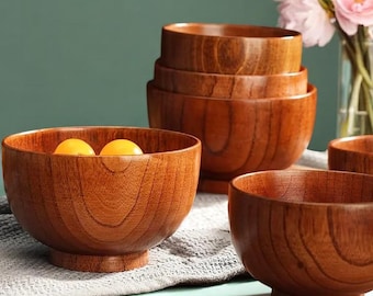 Ciotola giapponese in legno di giuggiola acida: stoviglie ecologiche per bambini