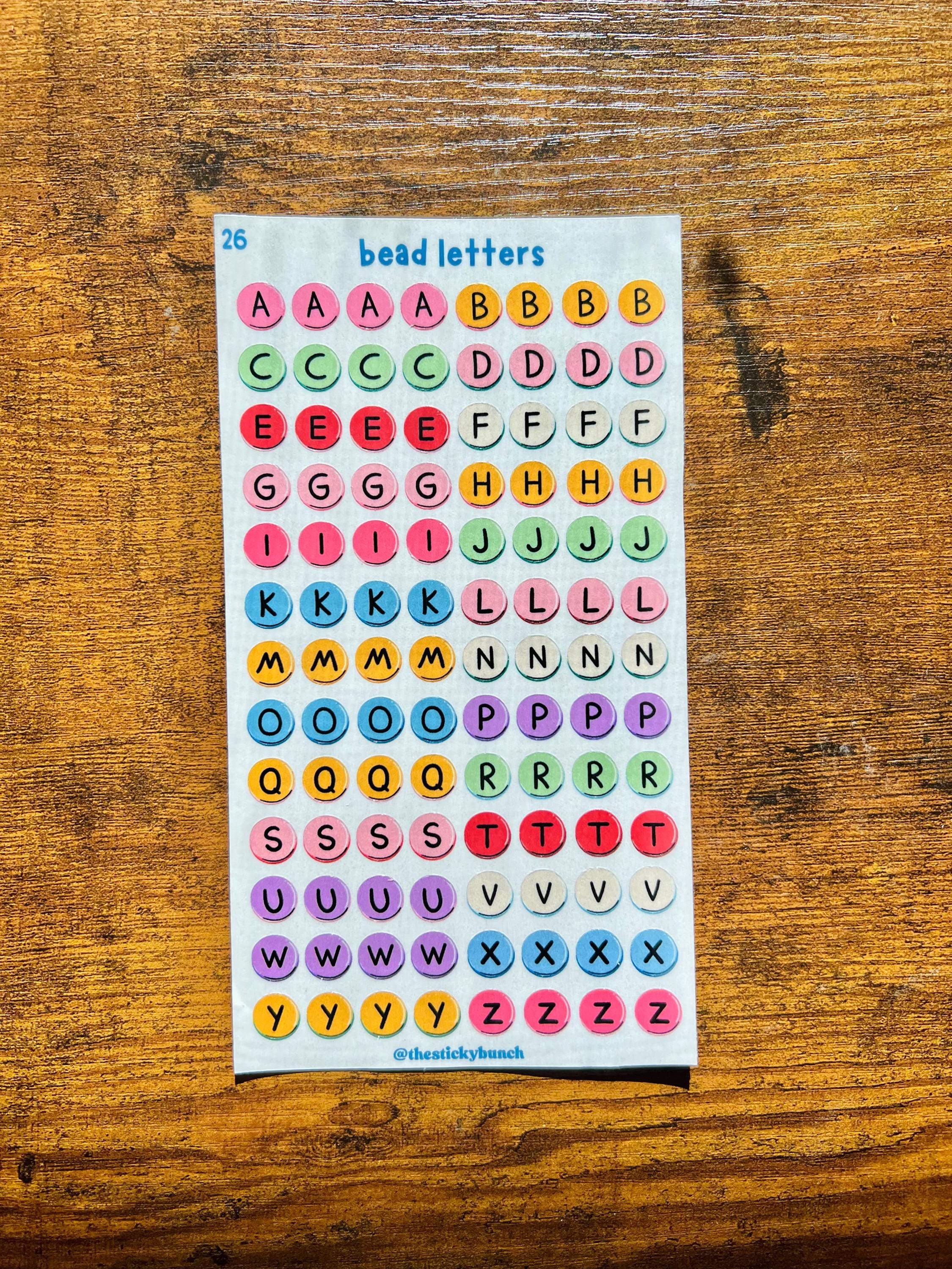 Sticker Sheet - Bead Letters | Retro Letter Stickers | Scrapbook Stickers | Junk Journal Stickers | Alphabet Stickers