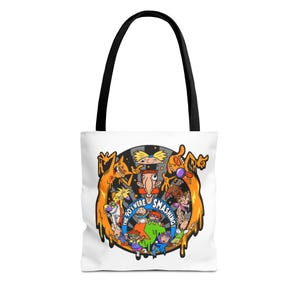 Bolsa de mano con dibujos animados caprichosos, divertida bolsa ecológica para compras, días de playa o uso diario, ¡regalo perfecto para niños y adultos!