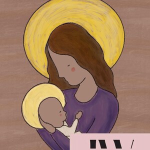 Mary and Christ Child Christmas Digital Art Print Jesus Winter Christian LDS