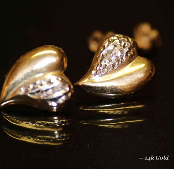 Vintage 14k Solid two tone Gold Ginkgo Leaf Heart… - image 2