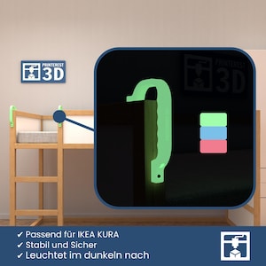 IKEA KURA Bett Griffe | Kinder Bett Zubehör | Glow in the Dark | Sicherer Aufstieg | Montessori Kinderzimmer bild 1