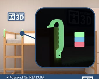 IKEA KURA Bett Griffe | Kinder Bett Zubehör | Glow in the Dark | Sicherer Aufstieg | Montessori Kinderzimmer