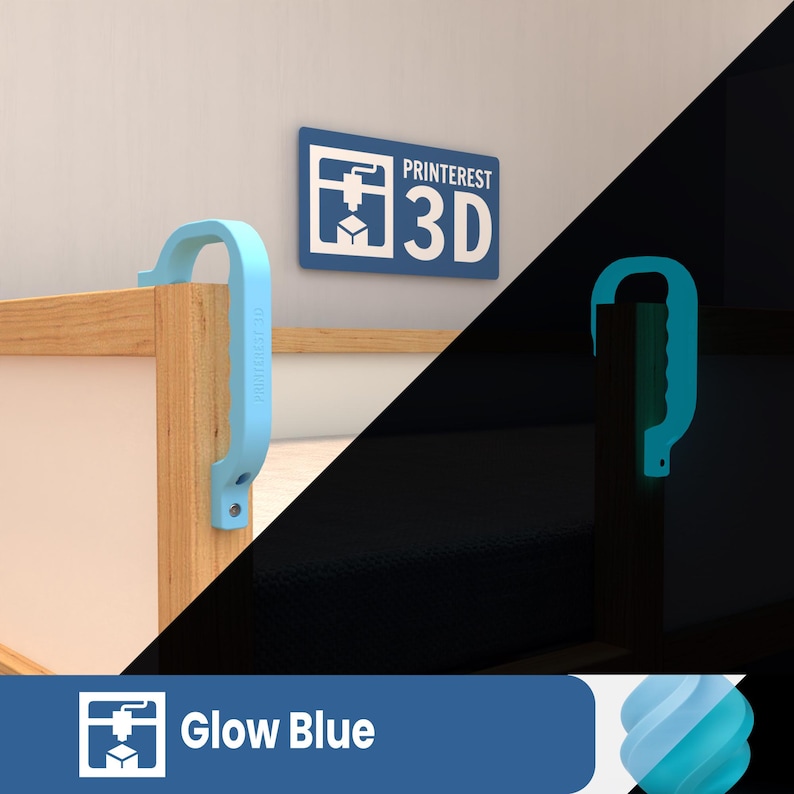 IKEA KURA Bett Griffe | Kinder Bett Zubehör | Glow in the Dark | Sicherer Aufstieg | Montessori Kinderzimmer Glow Blue