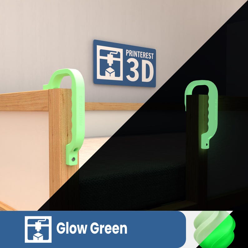IKEA KURA Bett Griffe | Kinder Bett Zubehör | Glow in the Dark | Sicherer Aufstieg | Montessori Kinderzimmer Glow Green