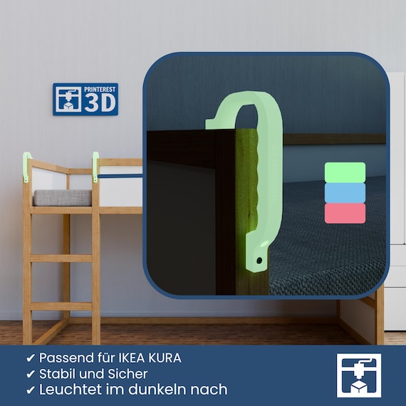 Griffe für IKEA KURA Hochbett - Glow-in-the-dark