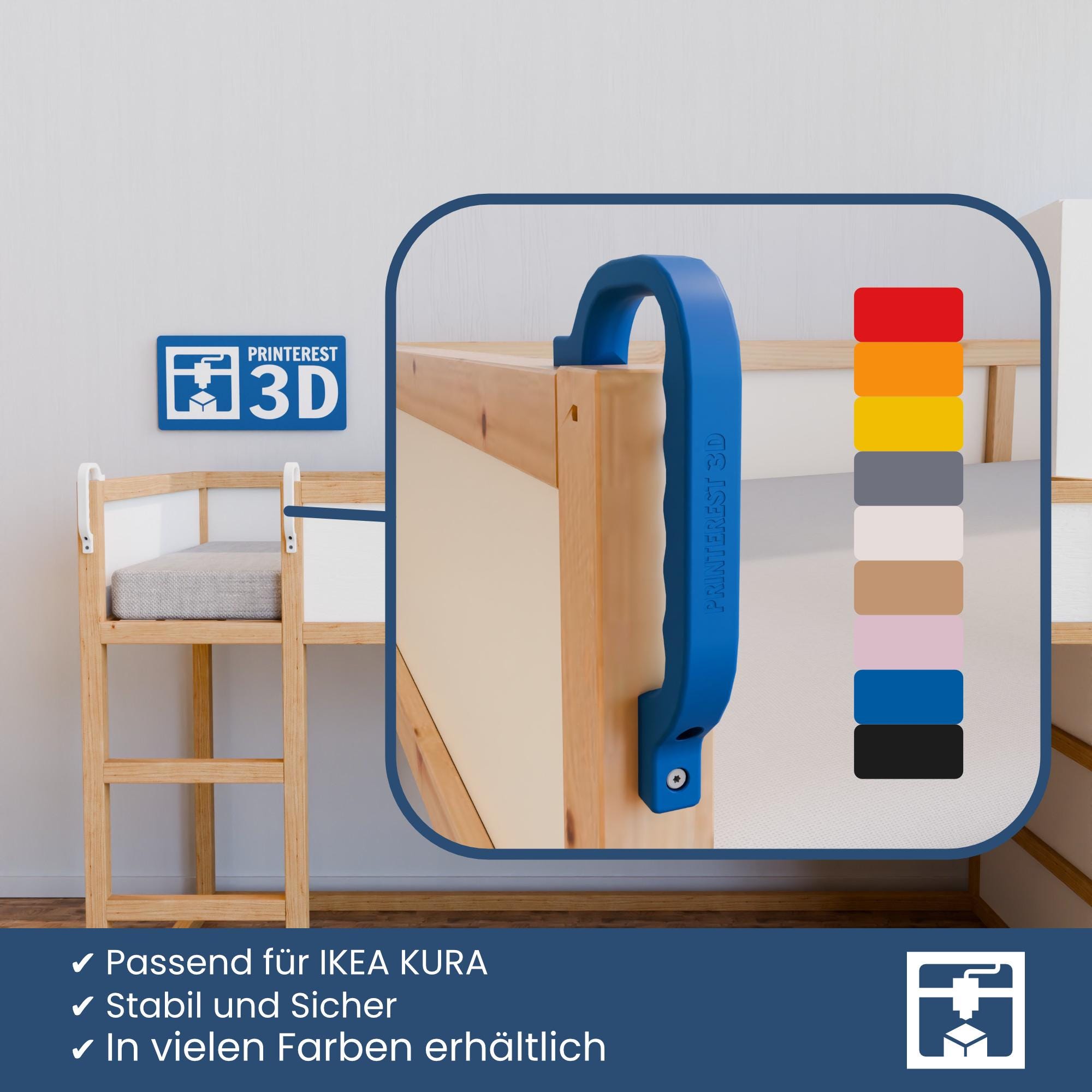 3d-printed Handles for IKEA Kura Bed - Etsy