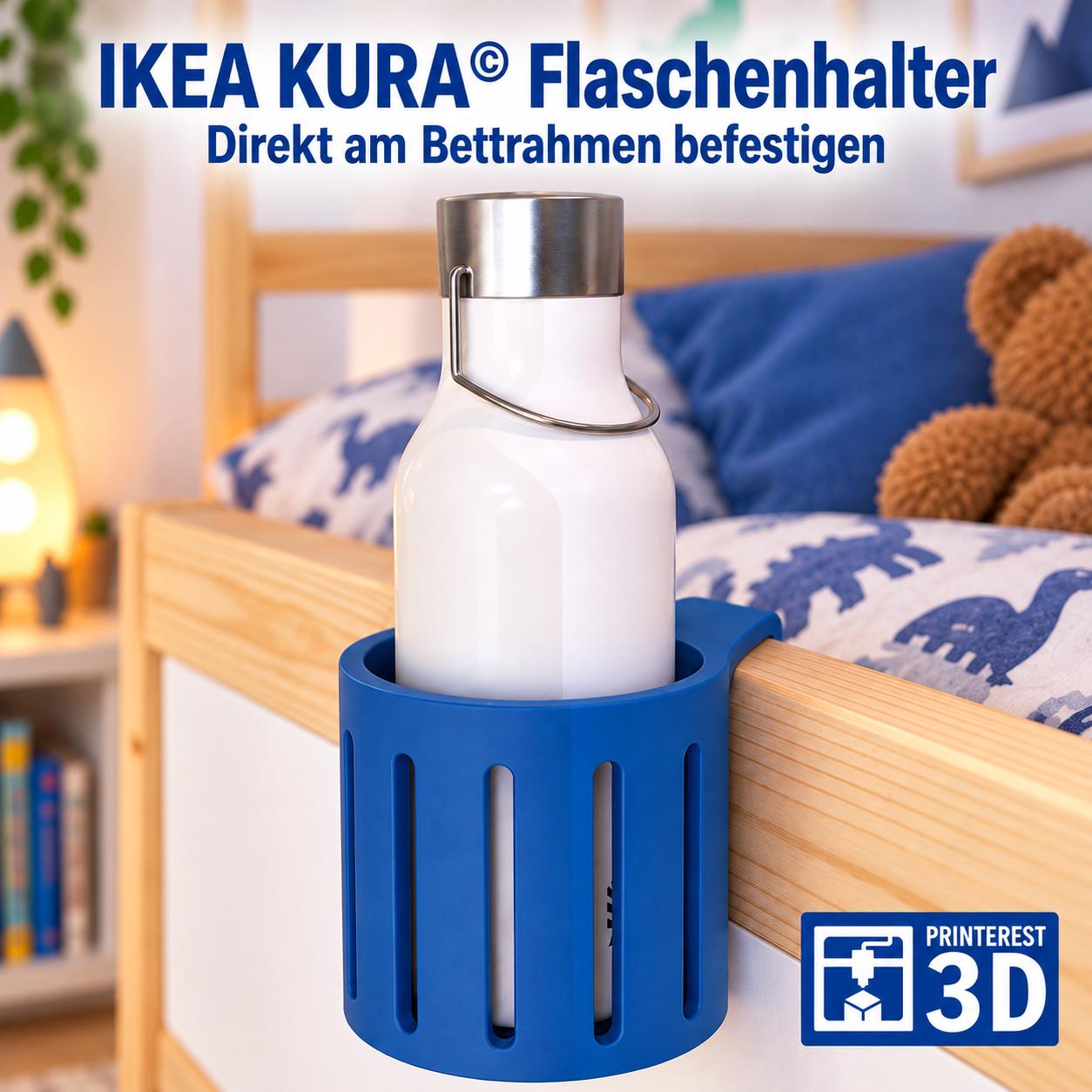 IKEA KURA Flaschenhalter – Getränkehalter fürs Hochbett | Kinderbett Zubehör | Becherhalter bis 8 cm