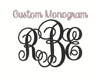 Custom 3 Letter Monogram, Embroidery Design (Digitizing File)