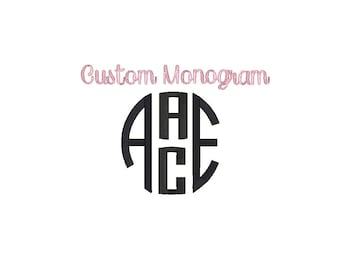 Custom 4 Letter Monogram, Embroidery Design (Digitizing File)