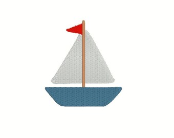Borduurontwerp zeilboot, meerdere formaten (gedigitaliseerde ontwerpbestanden)
