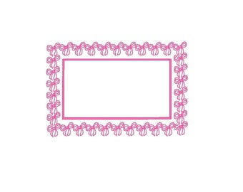 Coquette Bow Frame Embroidery Design, Name Monogram (Digital Download)