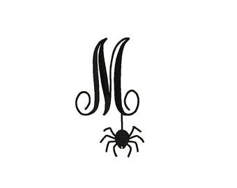 Custom 1 Letter Monogram with Spider Add-on, Embroidery Design (Digitizing File)