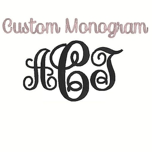 Custom Swirly Monogram Embroidery Design, Custom 3 Letter Monogram Embroidery Digitizing File