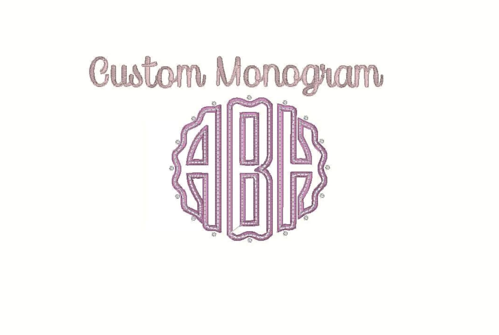 Custom Scalloped Monogram Embroidery Design, Custom 3 Letter Monogram ...