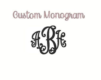 Custom Monogram Embroidery Design, Custom 3 Letter Monogram Embroidery Digitizing File