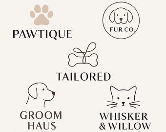 Minimalistisches Tiermarken Logo Paket – Für Groroomers, Pet Shops & Boutiques