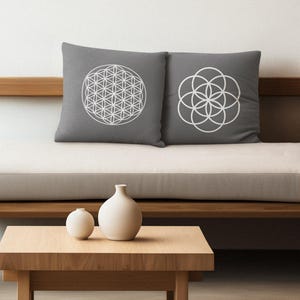 Spiritual Home Gifts, Flower of Life Pillow, Yoga Room Decor, Celestial Decor, Spiritual Home Decor, Sacred Geometry Gift, Seed of Life Gift