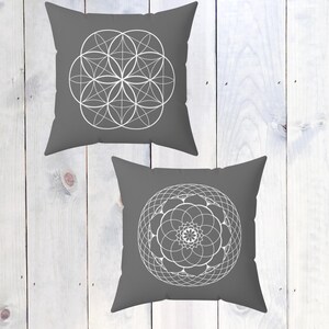 Sacred Geometry Pillow, Spiritual Home Gifts, Mandala Decor, Seed of Life Cushion, Yoga Room Decor, Meditation Decor, Mystical Pillow