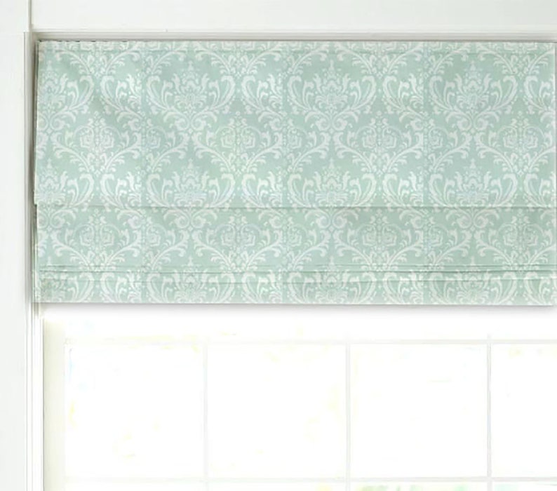 Faux Roman Shade / Valance in Ozbourne blue pattern Etsy