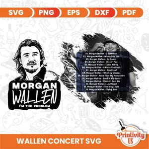 Concert de Wallen 2025 Svg, je suis le problème Svg, Svg rétro, musique country Svg, Svg western, fichiers Svg pour Cricut, Cutfile, Png Eps Dxf