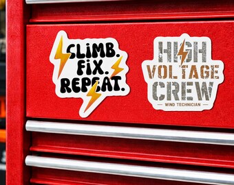 Wind Technician Magnets | Renewable Energy Wind Turbine Gifts, Toolbox / Fridge Magnet