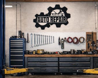 Personalized Metal Auto Repair Sign | Custom Garage Workshop Decor