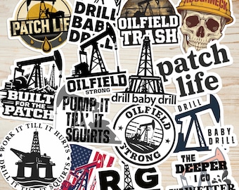 Adesivi per giacimenti petroliferi - Confezione da 6 adesivi in vinile personalizzati per caschi di protezione per petrolio e gas