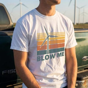 Funny Wind Turbine Retro T-Shirt | Unisex 100% US Cotton S - 3XL