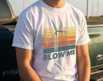 Maglietta retrò divertente con turbina eolica / Unisex 100% cotone USA S - 3XL