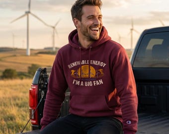 Felpa con cappuccio e turbina eolica a energia rinnovabile / Felpa Champion Powerblend