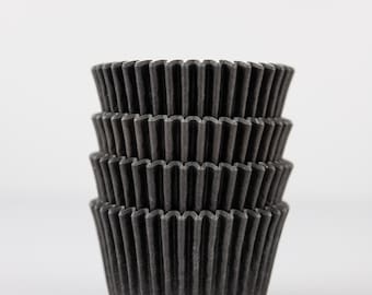 Black Mini Cupcake Liners | Black Greaseproof Midi Baking Cups - 48 count pack