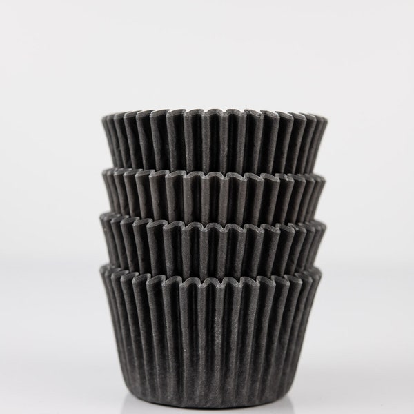 Black Mini Cupcake Liners | Black Greaseproof Midi Baking Cups - 48 count pack