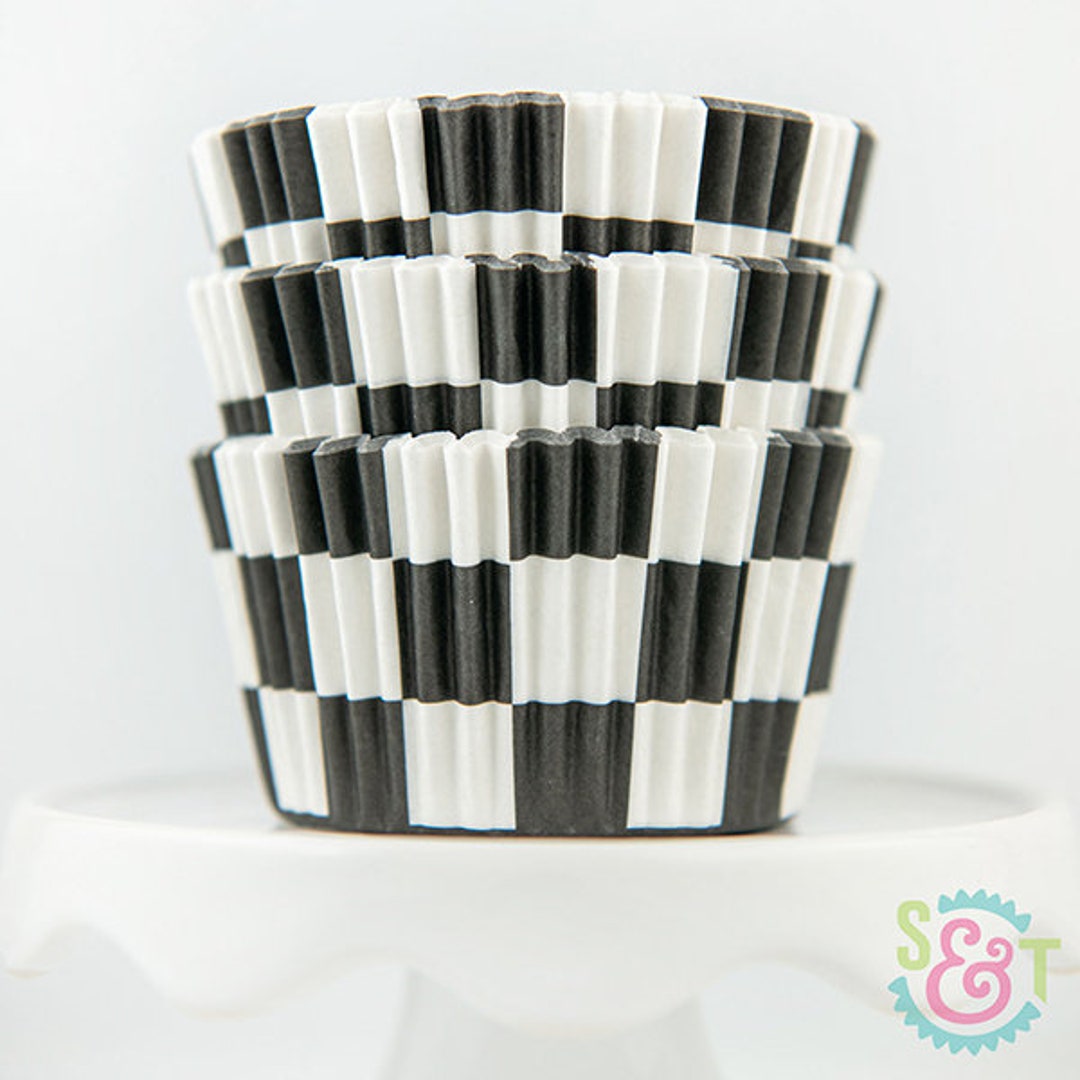 Black Checkered Cupcake Liners Checkered Black Greaseproof Baking Cups