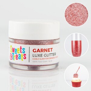 Garnet Maroon Edible Glitter for Drinks, Cakes, and Food - 0.5oz jar (4g)