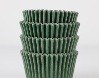 Forest Green Mini Cupcake Liners | Olive Greaseproof Midi Baking Cups - 48 count pack