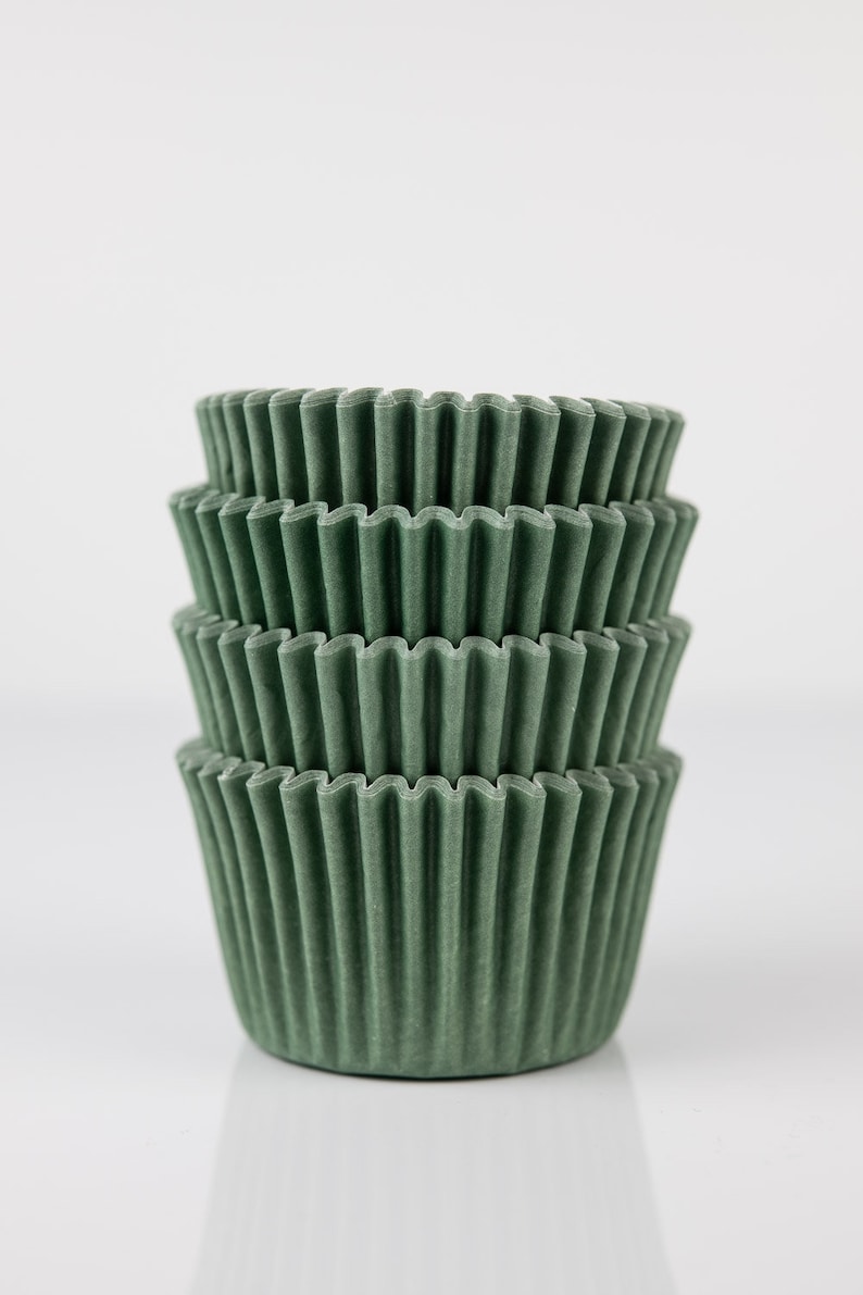 Forest Green Mini Cupcake Liners Olive Greaseproof Midi Baking Cups 48 count pack image 1