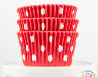 Dot Red Cupcake Liners | Red Dot Greaseproof Baking Cups - 36 count pack