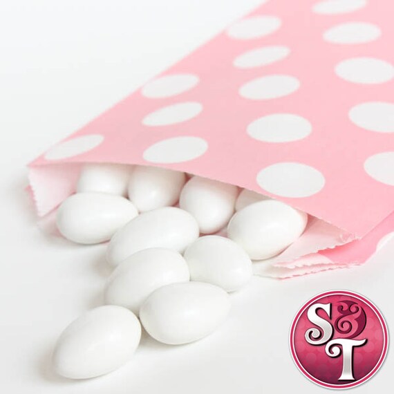 Dot Light Pink Goodie Favor Treat Bags Qty 12 Etsy